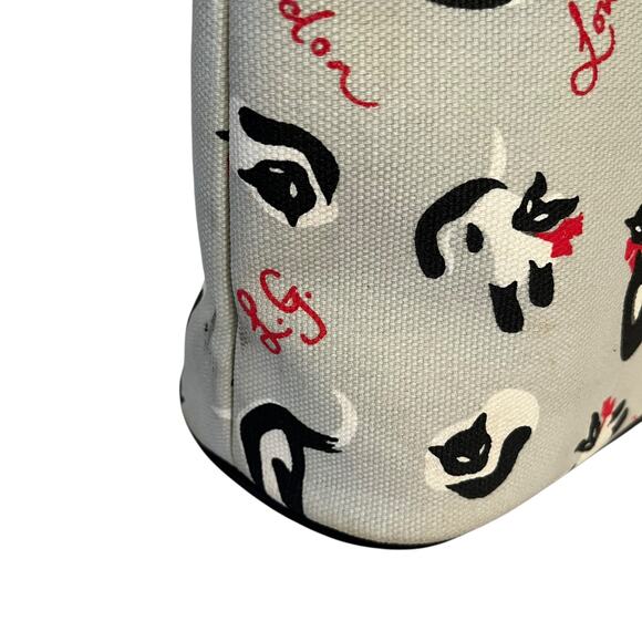 Y2K Vintage Lulu Guinness London Siamese Cat Gray Structured Tote Bag - Picture 6 of 9
